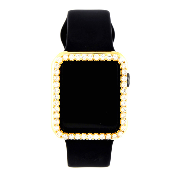 APW151610 Custom Apple Watch Gold Case and Diamond Bezel