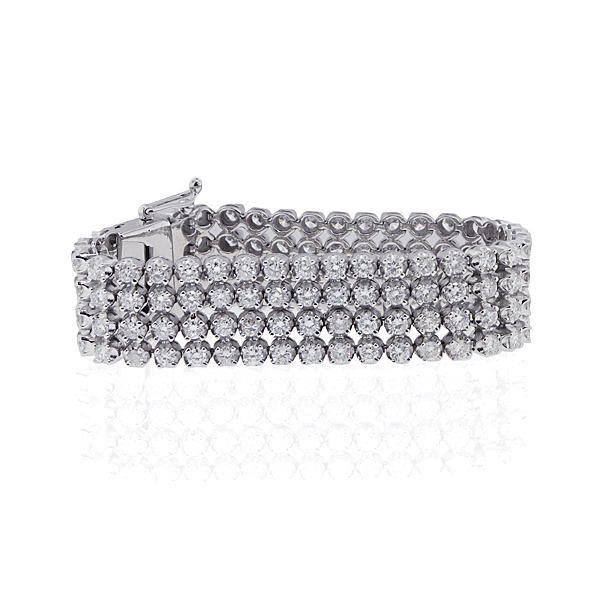 B-0005- 4 Row White Diamond Bracelet Prong Set