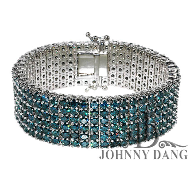 B-0051 -  6 Row 10pt Blue Diamond Bracelet