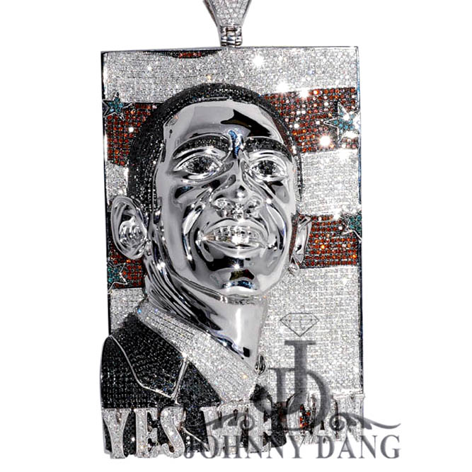 CJ-0288 - Obama "Yes We Can" Diamond Pendant