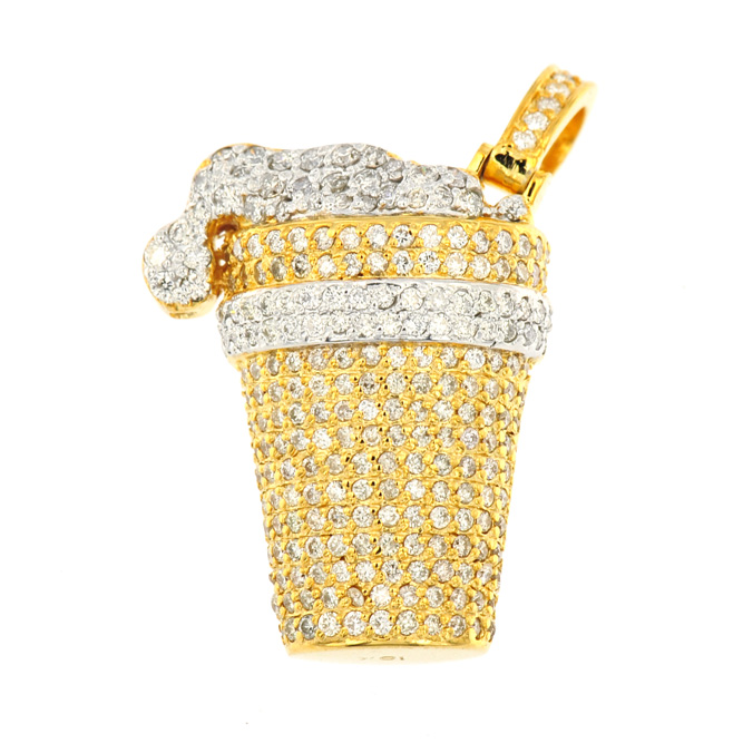 JDCUP10115-3 Drank Sippin Diamond Double Cup Pendant