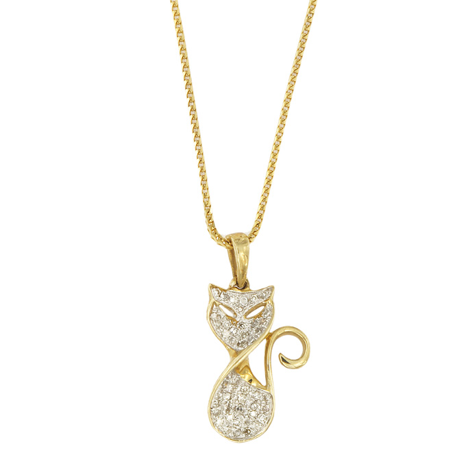JDP41126-10- Custom Ladies Diamond Cat Pendant with Necklace