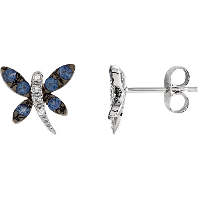 JDSP-65687 Blue Sapphire and Diamond Earrings