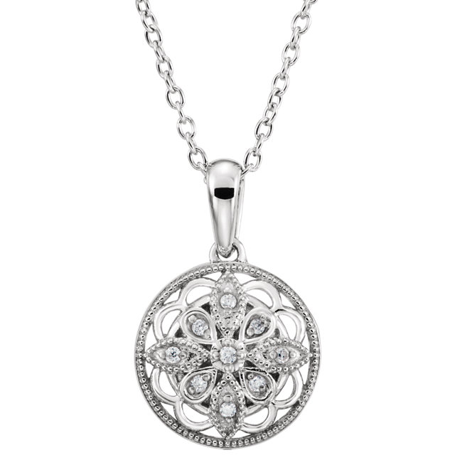 JDSP-67992 Sterling Silver Diamond 18" Necklace