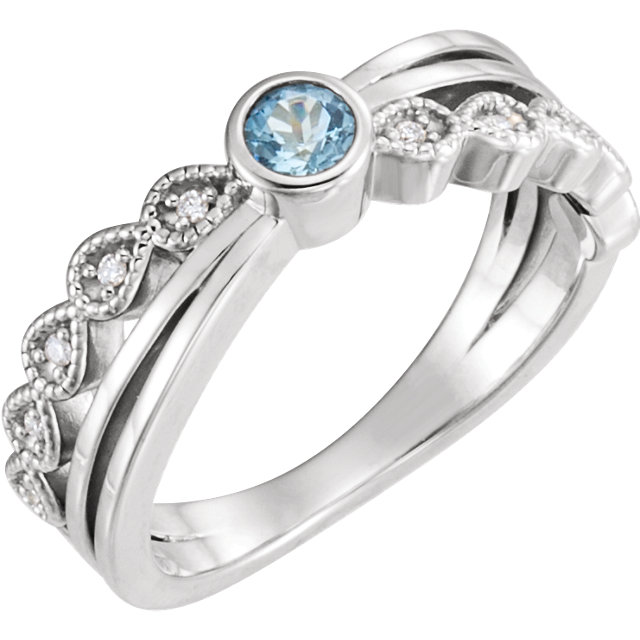 JDSP-71930 Aquamarine & Diamond Ring