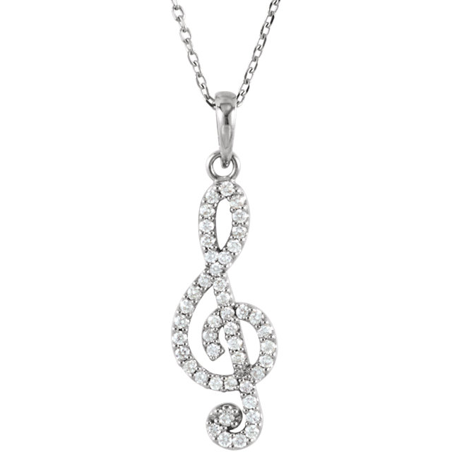 JDSP-85841 Petite Treble Clef Diamond 16" Necklace