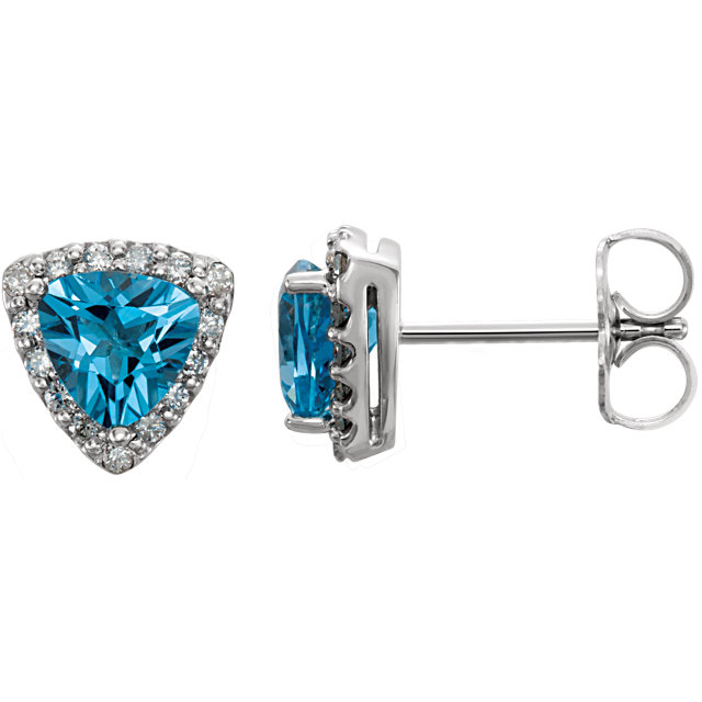 JDSP-86275 Swiss Blue Topaz & Diamond Earrings