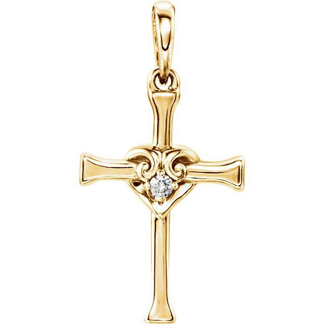 JDSP-R42348 Diamond Cross with Heart Pendant