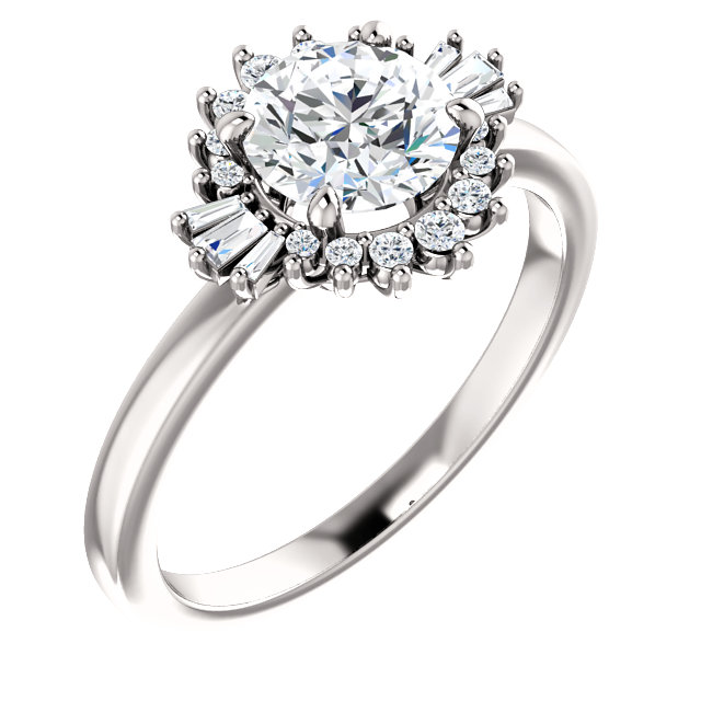 1JDSP123355 - 6.5mm Round Diamond Semi-set Engagement Ring