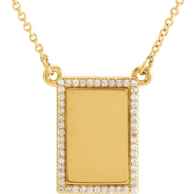 1JDSP652270 - 14K Gold 0.13ct Diamond Engravable Necklace