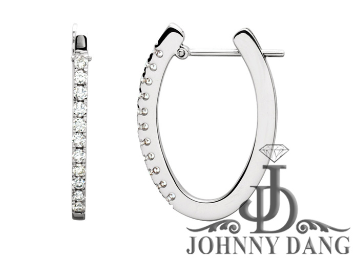 TVJ61494B - 14K White 1/3 ct tw Diamond Hoop Earrings