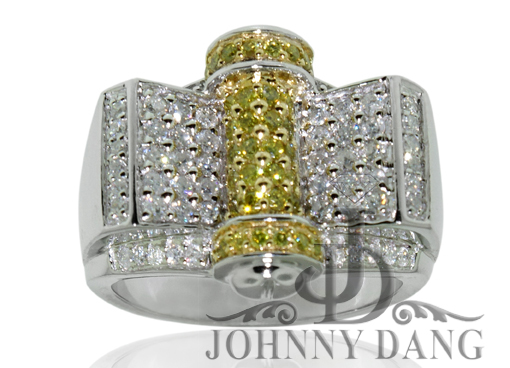 CRY0022 - Custom Men Diamond Ring with white and yellow diamond