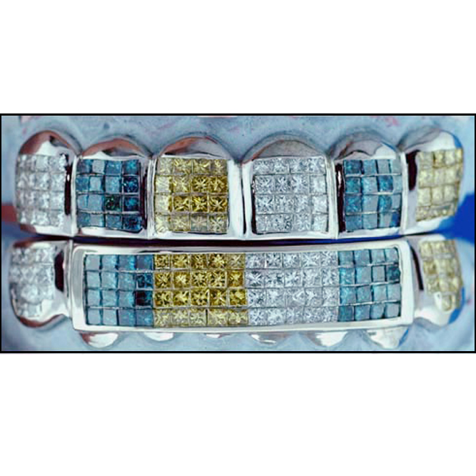 S2116- Blue, Yellow and White Diamond Invisible Grill