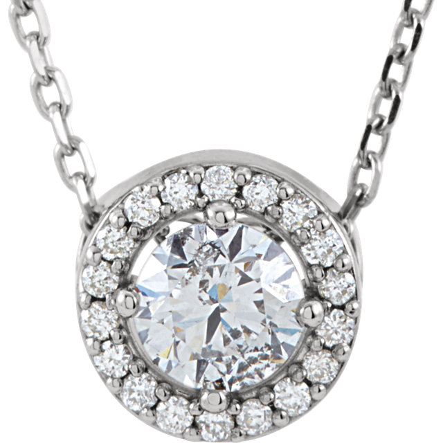 JDSP-85916 Ladies Diamond Halo Stlye Pendant with Necklace