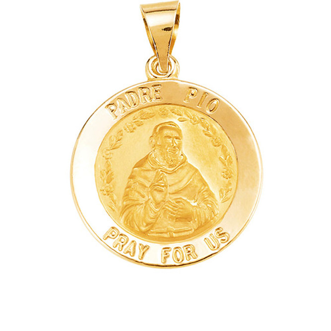 TVJR45364 - Hollow Round St. Padre Pio Medal