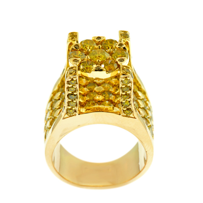 CMR151908-1 Custom  Yellow Diamond Flower Top Ring