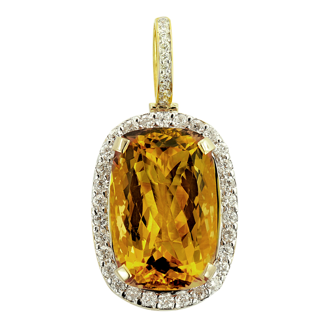 P102314-2 Custom Gold Citrine & Diamond Pendant