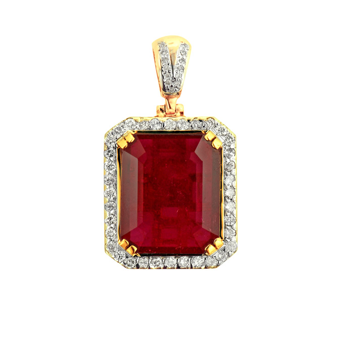P141119-1 Custom Red Ruby Diamond Pendant