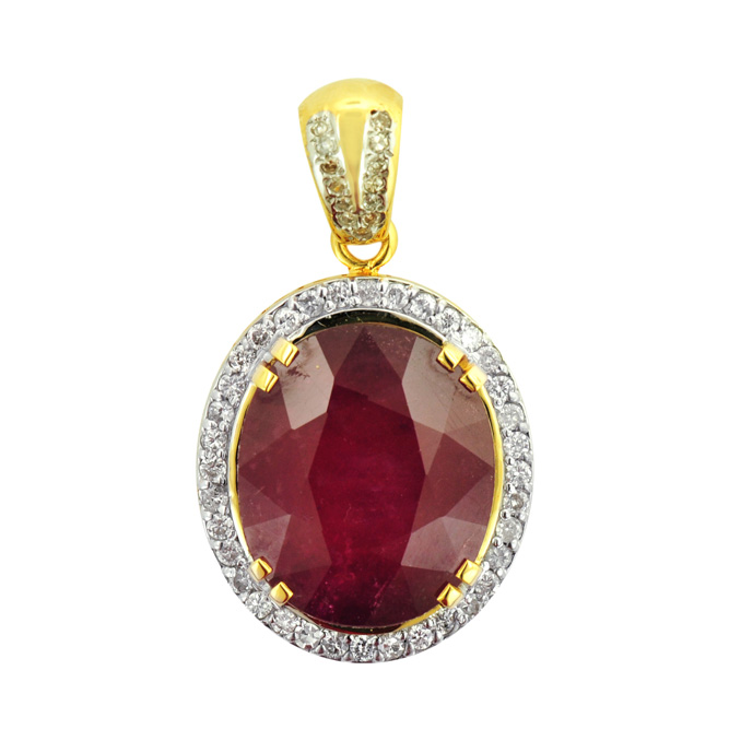 P141027-8 Custom Red Ruby & Diamond Pendant