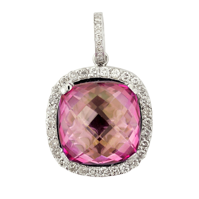 P141111-1 Custom Pink Sapphire & White Diamond Pendant