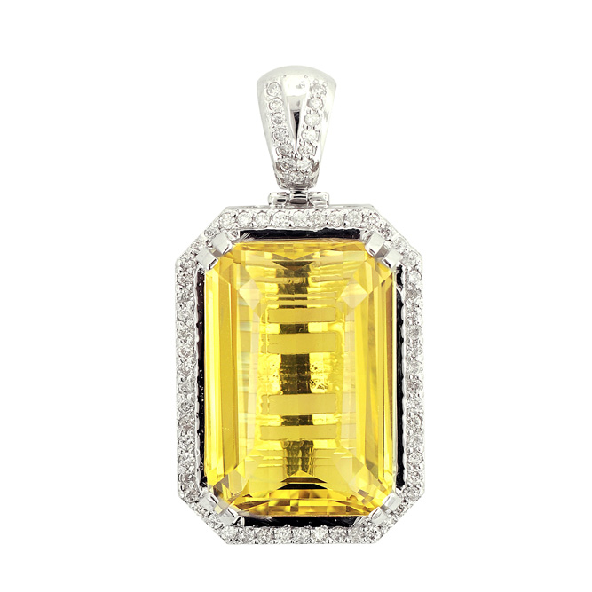 P141203-3 Custom Yellow sapphire and white Diamond Pendant