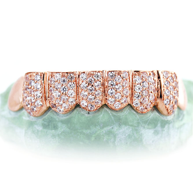 TVJ14124-2 8 Teeth 6 with White Diamonds in Prong Setting