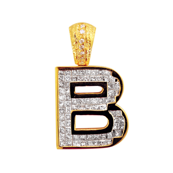 CL15303-3 Custom Letter \" B \" Diamond Pendant