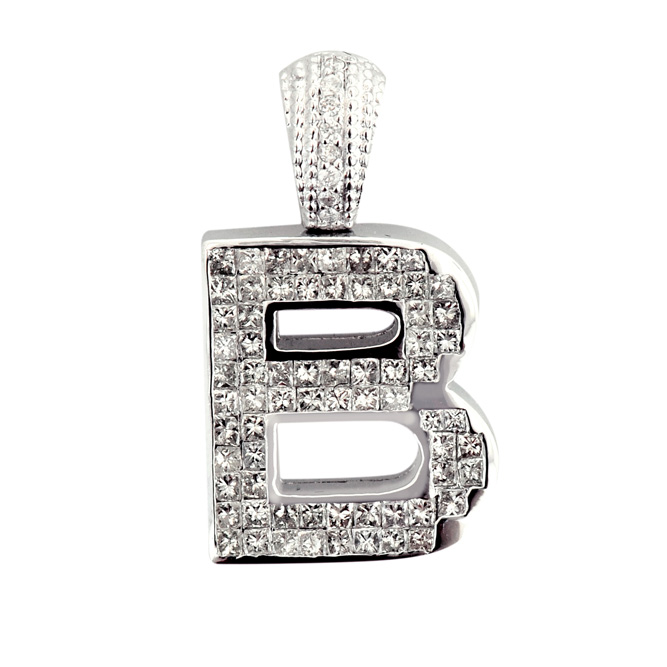 CL15273-2 Custom Letter " B "Diamond Pendant