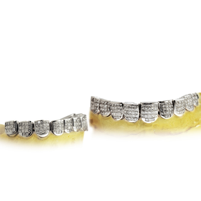 S151706-3 18K Twenty Individule Block set Diamond Teeth