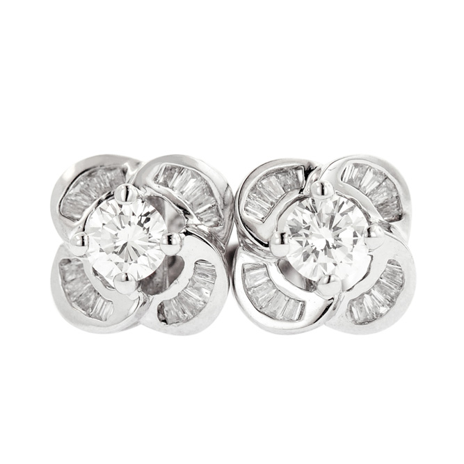 1ER160901-4 - Custom Floral Diamond Earrings