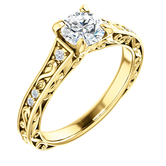 1JDSP123321 - 5.8mm Round Diamond Semi-set Engagement Ring