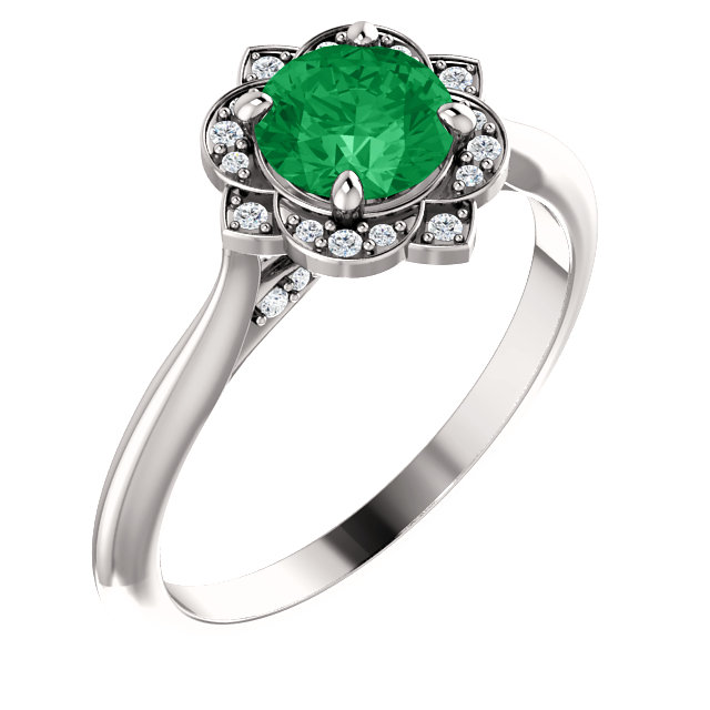 JDSP123505 - Gemstone Diamond Engagement Ring