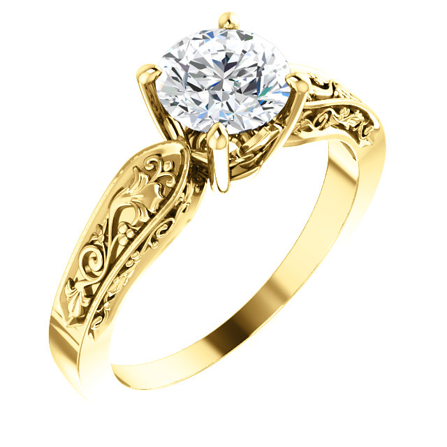 JDSP123679 - Floral-Inspired Solitaire Engagement Ring