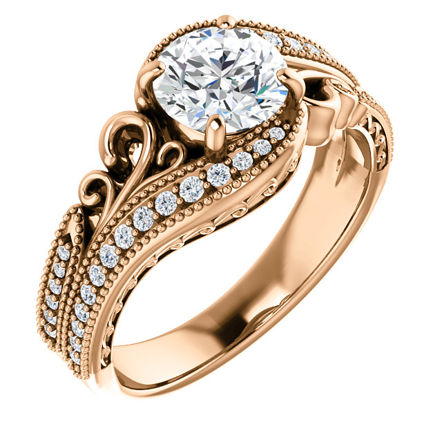 1JDSP123693 - 6.5mm Round Diamond Semi-set Engagement Ring
