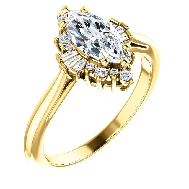 1JDSP123767 - 10x5mm Marquise Diamond Semi-set Engagement Ring