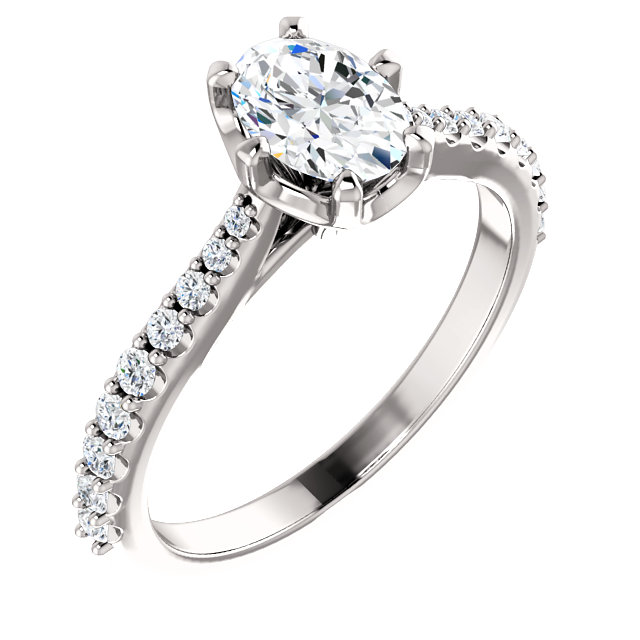1JDSP123985 - 7x5mm Oval Diamond Semi-set Engagement Ring
