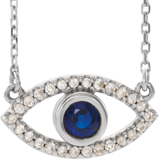 1JDSP86832 - Ruby & White Sapphire Evil Eye Necklace